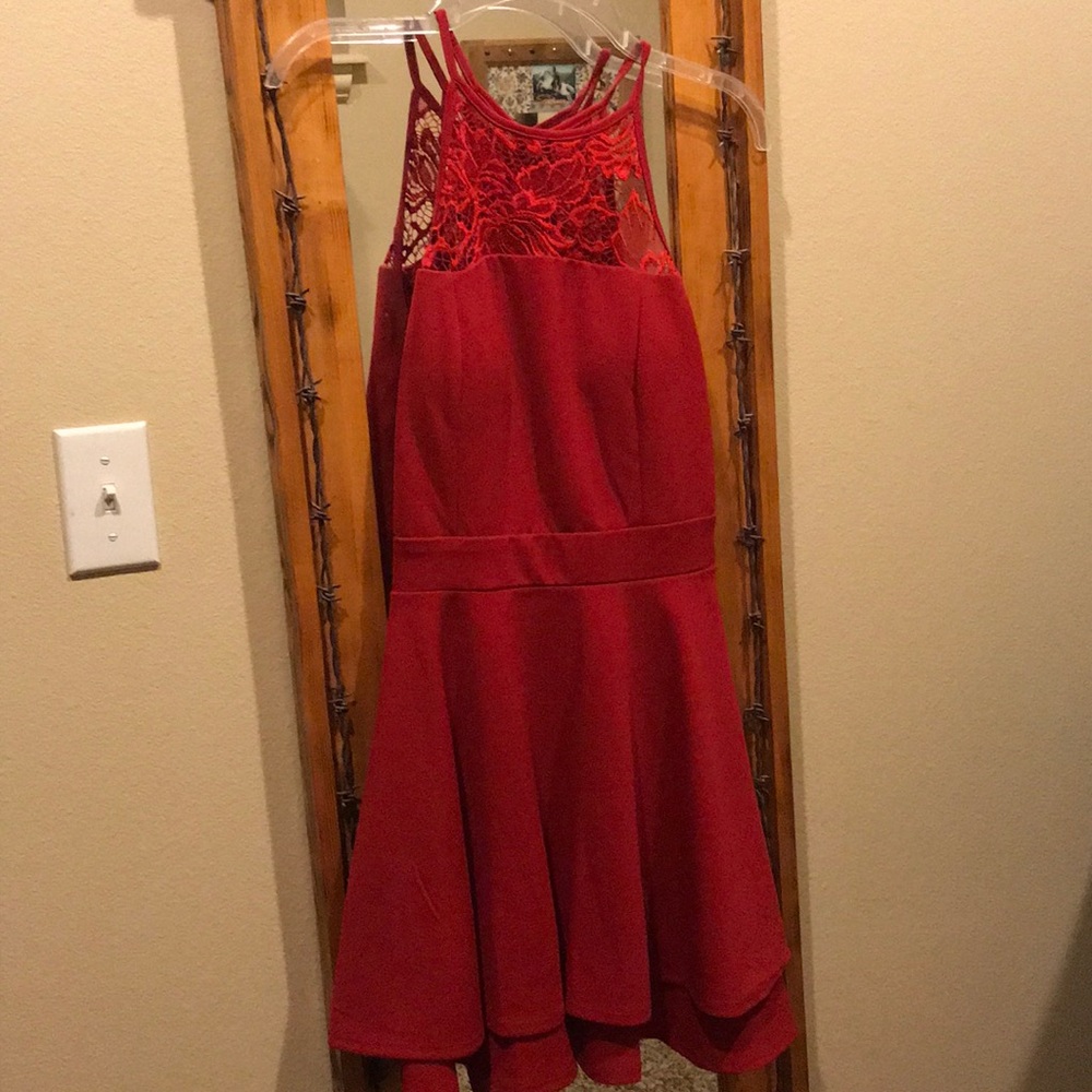Red mini dress